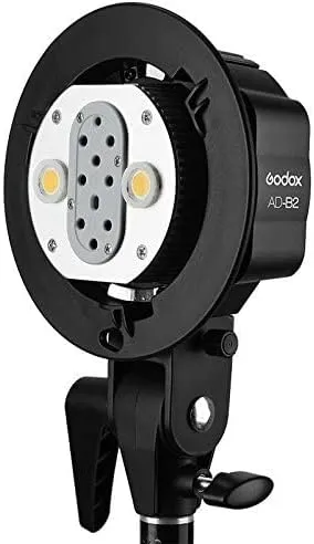 GODOX AD-B2 Dual Tubes Light Head S-Type Bowens Mount Flash Twin Head Bracket to Install 2 AD200 AD200Pro Pocket Flashes or Flashpoint eVOLV 200 Speedlight Together to Achieve 400W Power Output