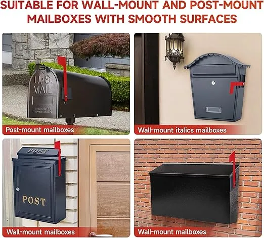 Ozland Professional Multi-Directional Mailbox Flag, Galvanized Steel Mailbox Replacement Flag Kit, Tool Free Installation, for Wall-Mount and Post-Mount Mailboxes (Heavy Duty Metal Material)