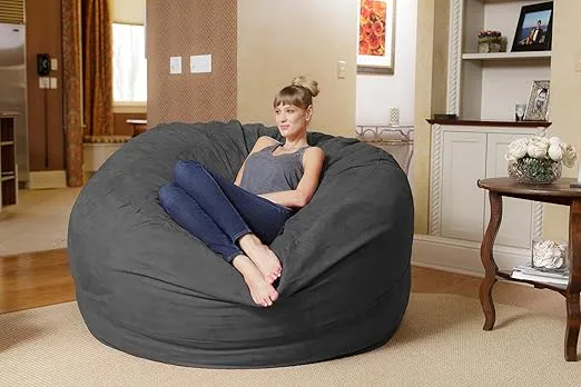 Chill Sack Bean Bag Chair: Giant 6' Memory Foam Furniture Bean Bag - Big Sofa with Soft Micro Fiber Cover, Charcoal