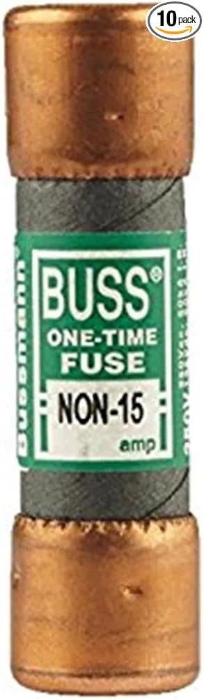 Bussmann NON-15 250V K5 One-Time 15 Amp Low-Voltage Cartridge Fuse, Pack of 1, No Color