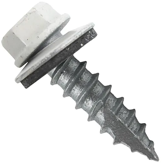 #14 Metal ROOFING SCREWS: (250) Screws x 1" BONE WHITE Hex Head Sheet Metal Roof Screw. Self starting/tapping metal to woodsheet metal screws with EPDM washer. for corrugated roofing