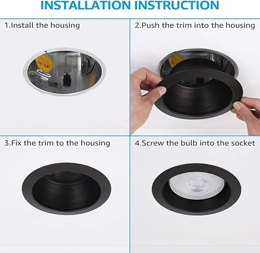TORCHSTAR 6 Inch Integrated Can Light Trim, One Piece Baffle Trim, Full Metal, Fit Halo/Juno Remodel Recessed Housing, Oil Rubbed Bronze, Pack of 6