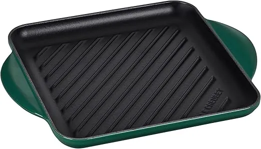 Le Creuset Enamaled Cast Iron Square Grill, 9.5", Artichaut