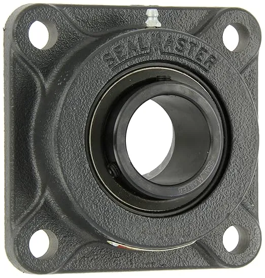 Sealmaster SF-31 Standard Duty Flange Unit, 4 Bolt, Regreasable, Felt Seals, Setscrew Locking Collar, Cast Iron Housing, 1-15/16" Bore, 5-5/8" Overall Length, 4-3/8" Bolt Hole Spacing Width, 9/16" Flange Height, ±2 Degrees Misalignment Angle