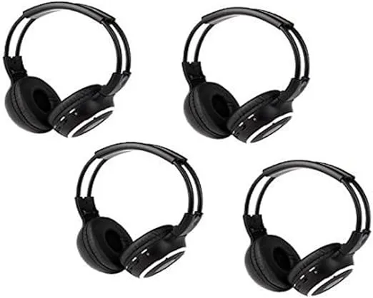 4 Pack of Two Channel Folding Universal Rear Entertainment System Infrared Headphones Wireless IR DVD Player Head Phones for in Car TV Video Audio Listening