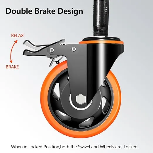 4 inch Stem Caster Wheels 2000lbs, Threaded Stem Casters Set of 4 Heavy Duty,3/8"-16 x 1"(Stem Diameter 3/8", Stem Length 1"), Safety Dual Locking Caster, Industrial Castor Wheels for Cart,Furniture