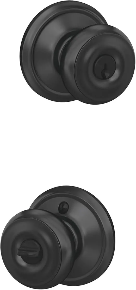 Schlage F51A GEO 622 Georgian Door Knob, Keyed Entry Lock, Matte Black