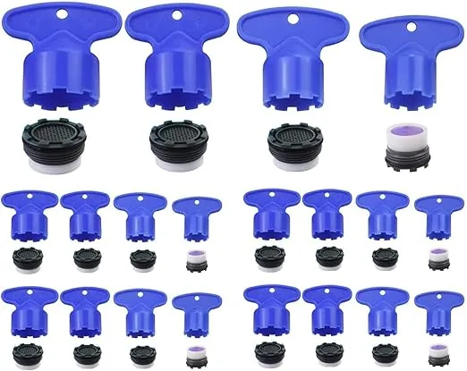 20 Pieces Cache Faucet Aerator Key Removal Wrench Tool with 20 Pieces Faucet Aerator for M 16.5 18.5 21.5 24 Cache Aerators