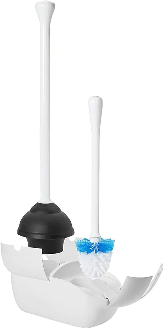 OXO Good Grips Set Toilet Brush & Plunger Combo, Natural rubber, White