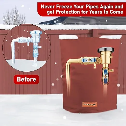 Redford Supply Co. Cold Snap (5°F), Backflow Preventer Cover, Backflow Cover, 24" W x 36" H, Pipe Insulation, Sprinkler Valve Cover, Well Pump Cover, Back Flow Covers for Winter (Red)