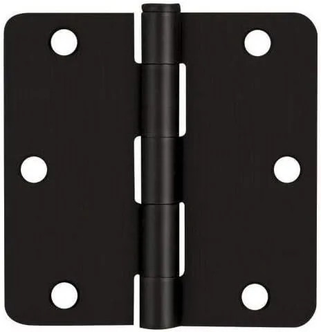 12 Pack - Cosmas Flat Black Door Hinge 3.5" Inch x 3.5" Inch with 1/4" Inch Radius Corners - 37595
