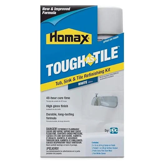 Homax 41072031530 Tough As Tile Tub, Sink, and Tile Refinishing Kit, Aerosol, White, 32 oz