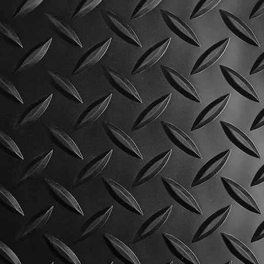 WorkForce Vinyl Diamond Plate Commercial Grade Matting, Heavy Duty Floor Mat for Garages, Industrial Facilities, and High-Traffic Areas, 5/32" x 24" x 10', Black