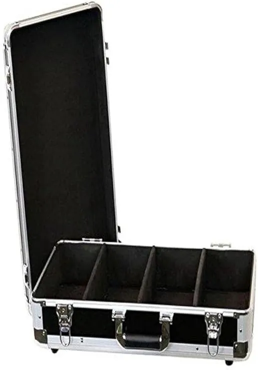 DEEJAYLED Professional Light Cd Case 4 Row Holds Up To 100 Jewel Cases And Up To 200 Plastic Sleeves Well Riveted Heavy Duty Double Edge Tongue And Groove Impact Resistant Aluminum Frame TBHECD4BK