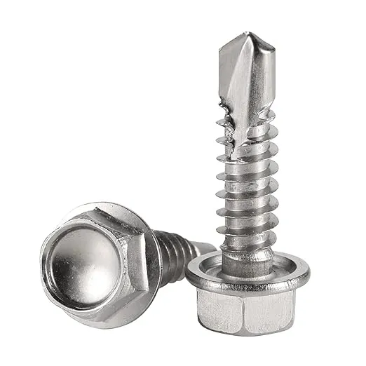 #8 x 5/8" Hex Washer Head Self Drilling Screws, Self Tapping Sheet Metal Tek Screws, 410 Stainless Steel, 100 PCS