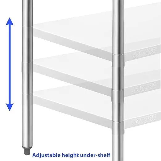 GRIDMANN Stainless Steel Work Table 12 x 24 Inches, NSF Commercial Kitchen Prep Table with Under Shelf for Restaurant and Home