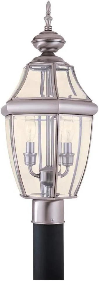 Sea Gull Lighting 8229-965 Lancaster Outdoor Post Lantern Outside Fixture, Two - Light, Antique Brushed Nickel