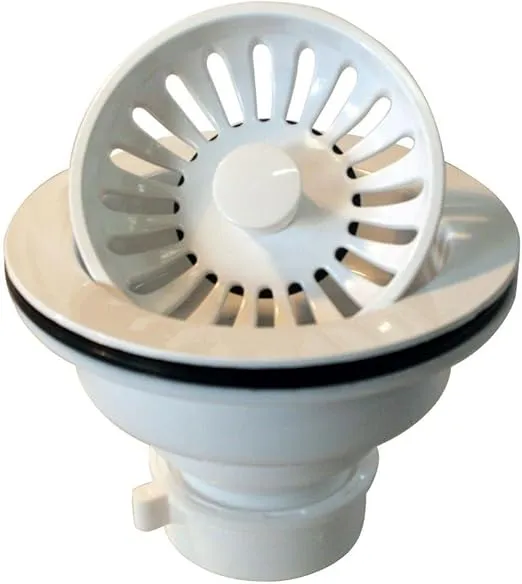 Westbrass Push-Pull Style Large Kitchen Sink Basket Strainer, Powder Coat White, D2143P-50