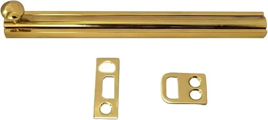 QCAA Solid Brass Surface Bolt, 6", Polish Brass, 1 Pack, Made in Taiwan