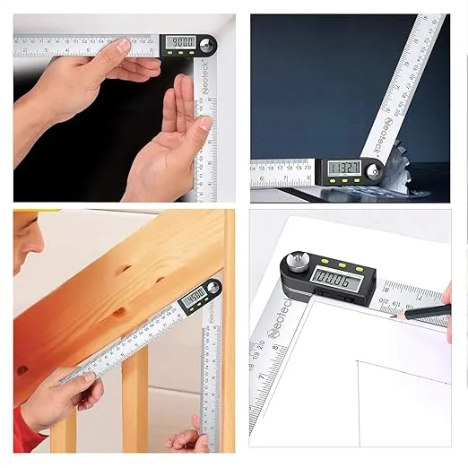 Neoteck Digital Angle Finder Ruler 8 inch/200mm Stainless Steel Digital Protractor with Data Hold Function and Zeroing Resetting LCD Display Electronic Spirit Level Gauge Ruler