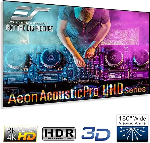 Elite Screens Aeon AUHD Series, 150-inch 16:9, 4K Home Theater Fixed Frame Edge Free Borderless Projection Sound Transparent Perforated Weave Projector Screen, AR150H2-AUHD