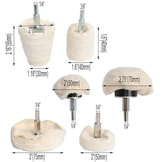 21PCS White Flannelette Buffing Wheel Polishing Pad Kit, Fit for Metal Aluminum,Stainless Steel,Chrome,Jewelry,Wood,Plastic,Ceramic,Glass
