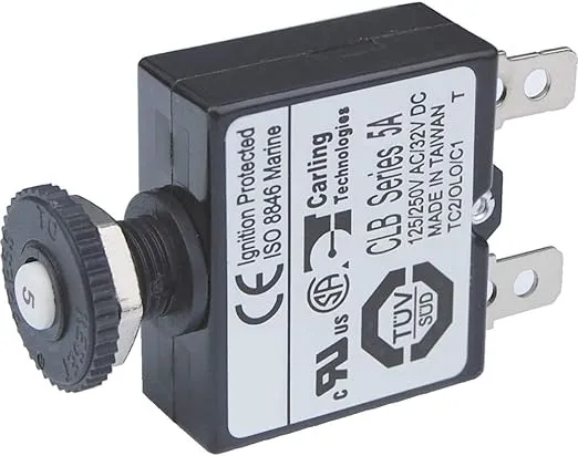 Blue Sea Systems 7052 Push Button Reset Only Quick Connect Circuit Breaker - 5 Amp