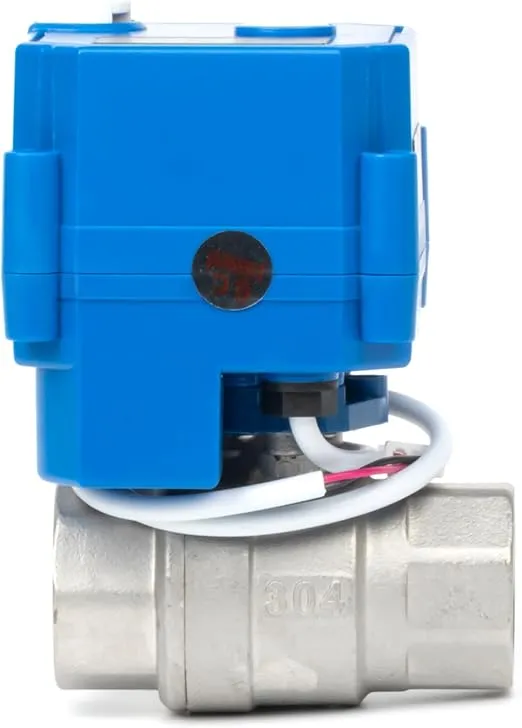 U.S. Solid Motorized Ball Valve with Manual Function - 3/4" Stainless Steel, Full Port, 85-265V AC, 2-wire Automatic Return, Normally Closed