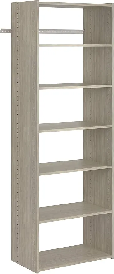 Easy Track PH38-CG Living Essentials Sholf Tower Wood Closet Organizer, Weathered Grey