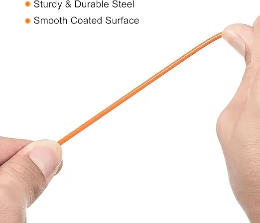 PATIKIL Security Steel Cable 2.5mm x 0.5m/1.64ft Coated Luggage Lock Wire Rope with Double Loop Orange 2 Pack