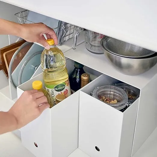 Yamazaki Home Tower Steel Under Cabinet Storage Organizer for Dishes, Pots, Or Pans | Set of 2 | Kitchen Pantry - Steel -