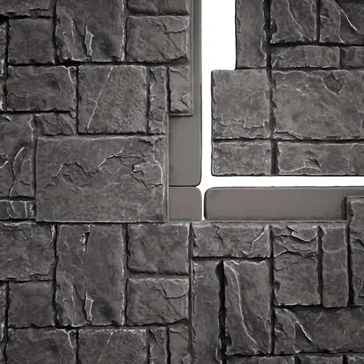 Ekena Millwork 49"W x 24 1/2"H x 1 1/4"D Castle Rock Stacked Stone, StoneWall Faux Stone Siding Panel, Slate Gray