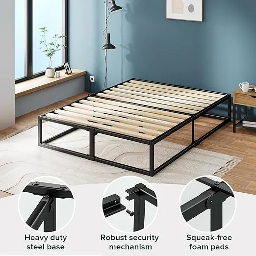 ZINUS Joseph 14 Inch Platform Bed Frame, Wood Slat Support, No Box Spring Needed, Eco Friendly WonderBox(TM) Packaging, Easy Assembly, Black, Twin