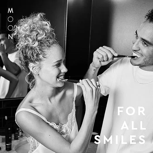 MOON Soft Bristle Toothbrushes, White and Black Sleek Design, Gentle Cleaning, Ideal for Daily Oral Care, Soft Bristles for Comfortable Use, (2 Pack)
