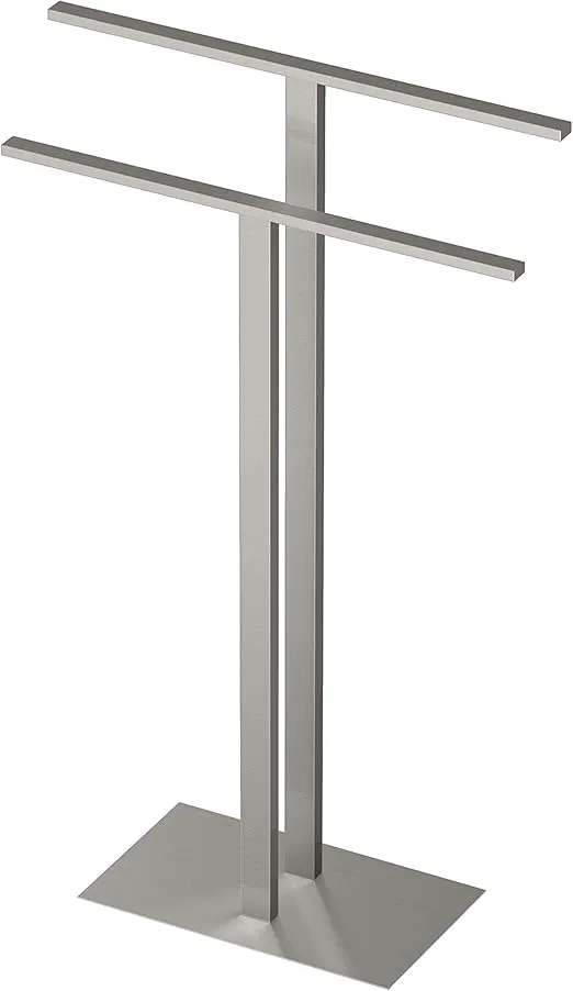 Gatco 1552SN Modern Floorstanding Two Level Towel Holder, Satin Nickel