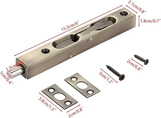 Sumnacon 2Pcs 6 Inch Door Bolts - Stainless Steel Concealed Security French Door Locks with Hardwares, Metal Flush Latch Bolts for Composite Wood Double Dummy Door, Bronze