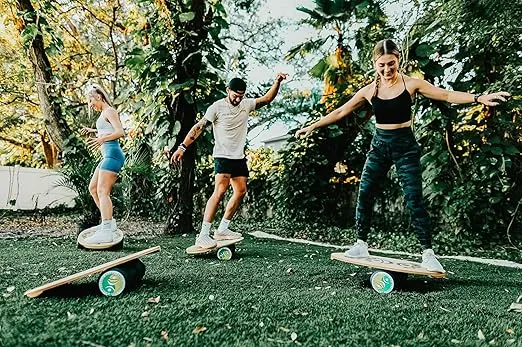 INDO BOARD Original - Balance Board Trainer for Fun, Fitness and Sports Training - Surf, Skateboard, Snowboard and More - 30" X 18" Non-Slip Deck and a 6.5" Roller