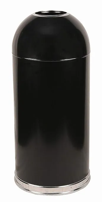 Witt Industries 415DTBK Steel 15-Gallon Standard Open Top Indoor Waste Receptacle with Galvanized Liner, Round, 15" Diameter x 35" Height, Black