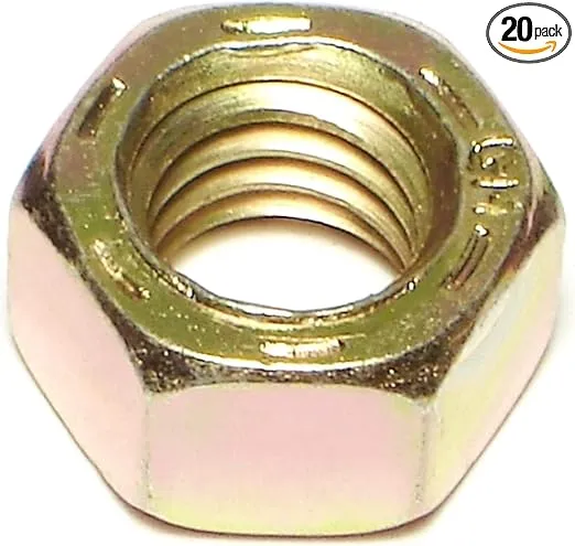 014973261641 Grade 8 Coarse Hex Nuts, 3/8-16, Piece-20, Yellow