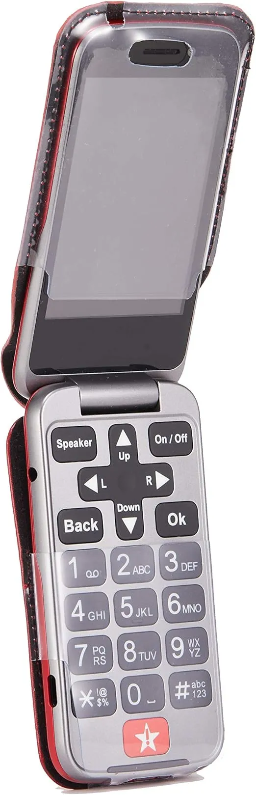 Fitted Leather Case for GreatCall Lively Flip (Model: 4053S), Jitterbug Flip2, Features: Rotating Belt Clip, Screen & Keypad Protection, Secure Fit - Red