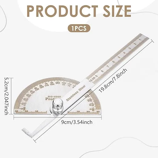 Stainless Steel Protractor, Large Protractor 180 Degrees Two Arm Ruler Adjustable Angle Protractor, Angle Finder Ruler Woodworking Ruler Craftsman Angle Measure Tool 30 cm/ 11.8 Inch