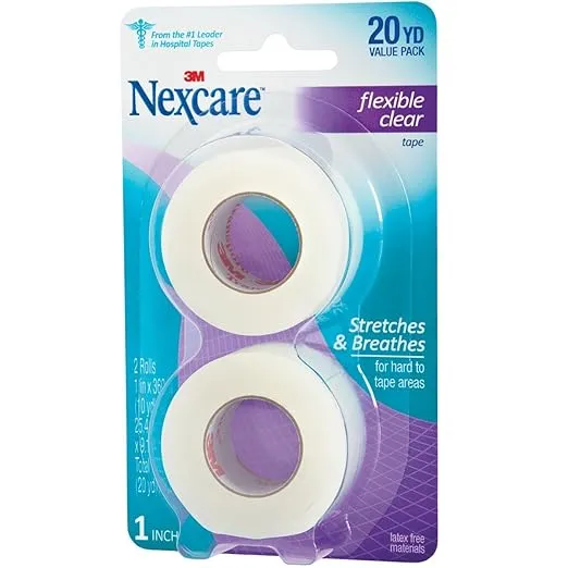 3m Nexcre Flex Clr FST Ad Size 3m Nexcre Flex Clear First Aid Tape 1 X 10yd, 2 Count (Pack of 1)