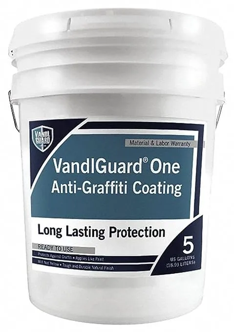 VG-7002 VandlGuardone Anti-Graffiti Coating 5 gal Pail – Painted & Unpainted Concrete, Block, CMU, Brick, EIFS, Stucco, Wood & Painted Metal, Clear, Bottle