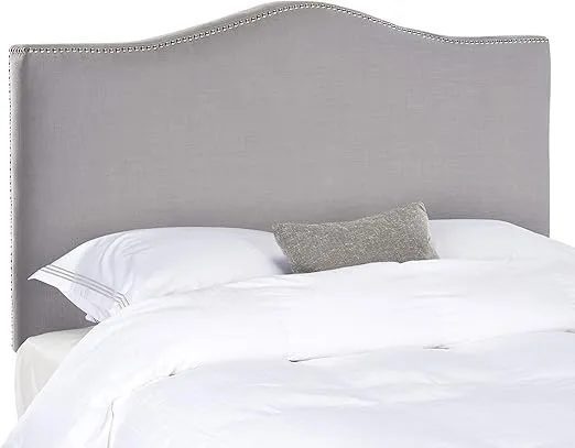 Safavieh Jeneve Arctic Grey Upholstered Headboard - Silver Nailhead (King)