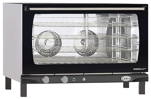 Cadco XAF-193 31-1/2" Full-Size Heavy Duty Countertop Convection Oven w/Humidity Control for Restaurant Hotel Food Truck Concession Kiosk, 4 Shelves, Stainless Steel, 208/240V, NSF