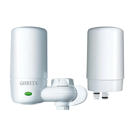Brita Faucet Mount System, Water Faucet Filtration System with Filter Change Reminder, Reduces 99% of Lead, Made Without BPA, Elite Advanced, White, Includes 2 Replacement Filters