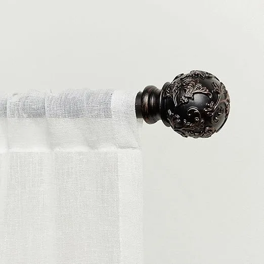 Exclusive Home Vine 1" Curtain Rod and Finial Set, Oil Rubbed Bronze, Adjustable 66"-120"
