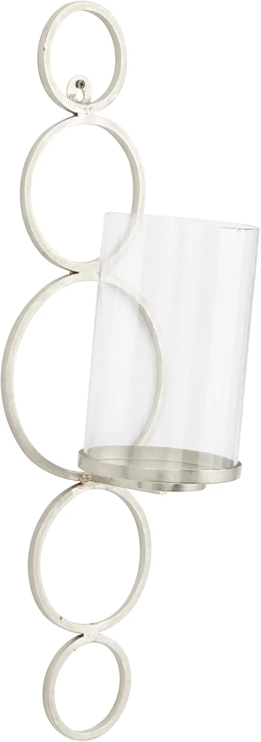 CosmoLiving by Cosmopolitan Metal Solid Wall Sconce, 7" x 7" x 25", Silver