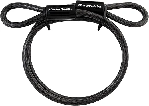 Master Lock Cable, Steel Cable With Looped Ends, 4 ft. Long, 85DPF, Black