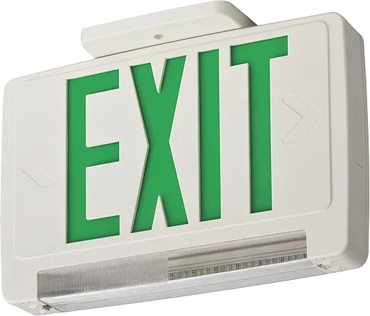 Lithonia Lighting ECBG LED M6 LED Exit and Emergency Light Bar Combo Fixture with Back Up Battery, Green Letters